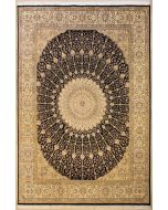 9'2x12'11 Pak Persian High Quality Area Rug with Silk & Wool Pile - Floral Design | Hand-Knotted in Blue