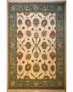 9'0x12'3 Chobi Ziegler Area Rug made using Vegetable dyes with Wool Pile - Floral Design | Hand-Knotted in White