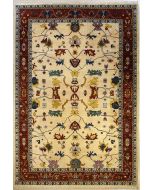 10'2x14'3 Chobi Ziegler Area Rug made using Vegetable dyes with Wool Pile - Diamond Design | Hand-Knotted in White