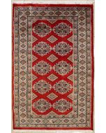 2'5x4'2 Bokhara Jaldar Area Rug with Wool Pile - Geometric Diamond Design | Hand-Knotted in Red