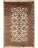 2'5x4'0 Pak Persian Area Rug with Silk & Wool Pile - Floral Design | Hand-Knotted in Ivory