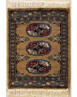 1'6x1'11 Bokhara Jaldar Area Rug with Wool Pile - Special Mori Bokhara Elephant Foot Design | Hand-Knotted in Brown