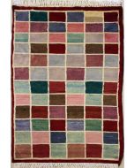 2'6x3'6 Gabbeh Area Rug with Wool Pile - Checkered Design | Hand-Knotted Multicolored | 2.5x4