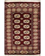 2'6x4'0 Bokhara Jaldar Area Rug with Wool Pile - Special Mori Bokhara Elephant Foot Design | Hand-Knotted in Red