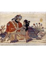 2'5x4'1 Pak Persian Area Rug with Silk & Wool Pile - Pictorial Umar-e-Khayyam Design | Hand-Knotted in Ivory
