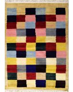 2'5x3'9 Gabbeh Area Rug with Wool Pile - Checkered Design | Hand-Knotted Multicolored | 2.5x4