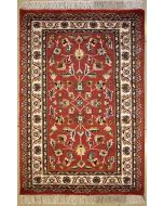 2'7x4'2 Pak Persian Area Rug with Silk & Wool Pile - Floral Design | Hand-Knotted in Reddish Brown