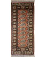 2'1x5'8 Bokhara Jaldar Area Rug with Wool Pile - Special Mori Bokhara Elephant Foot Design | Hand-Knotted in Reddish Brown