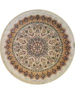 4'0x4'2 Pak Persian Area Rug with Silk & Wool Pile - Floral Design | Hand-Knotted in Beige