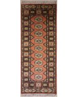 2'2x6'2 Bokhara Jaldar Area Rug with Wool Pile - Special Mori Bokhara Elephant Foot Design | Hand-Knotted in Reddish Brown