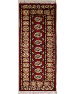 2'1x6'0 Bokhara Jaldar Area Rug with Wool Pile - Special Mori Bokhara Elephant Foot Design | Hand-Knotted in Red