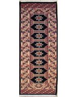 2'1x5'10 Bokhara Jaldar Area Rug with Wool Pile - Geometric Diamond Design | Hand-Knotted in Black