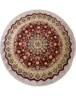 4'1x4'1 Pak Persian Area Rug with Silk & Wool Pile - Floral Design | Hand-Knotted in Red