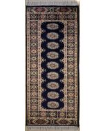 2'2x5'11 Bokhara Jaldar Area Rug with Wool Pile - Special Mori Bokhara Elephant Foot Design | Hand-Knotted in Blue