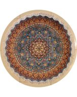 4'1x4'1 Pak Persian Area Rug with Silk & Wool Pile - Floral Design | Hand-Knotted in Greenish Blue