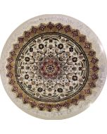 4'1x4'0 Pak Persian Area Rug with Silk & Wool Pile - Floral Design | Hand-Knotted in Ivory