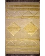 3'2x5'0 Gabbeh Area Rug made using Vegetable dyes with Wool Pile - Diamond Design | Hand-Knotted in White