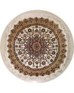 4'0x4'2 Pak Persian Area Rug with Silk & Wool Pile - Floral Design | Hand-Knotted in Ivory