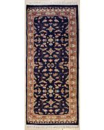 2'0x6'3 Pak Persian Area Rug with Silk & Wool Pile - Floral Design | Hand-Knotted in Blue