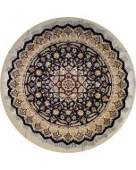 4'2x4'3 Pak Persian Area Rug with Silk & Wool Pile - Floral Design | Hand-Knotted in Blue