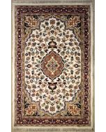3'0x5'3 Pak Persian Area Rug with Silk & Wool Pile - Floral Design | Hand-Knotted in Ivory