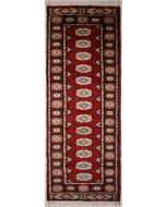 2'1x7'8 Bokhara Jaldar Area Rug with Wool Pile - Special Mori Bokhara Elephant Foot Design | Hand-Knotted in Red