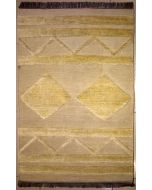 3'2x5'1 Gabbeh Area Rug made using Vegetable dyes with Wool Pile - Diamond Design | Hand-Knotted in White
