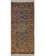 2'0x6'0 Pak Persian Area Rug with Silk & Wool Pile - Floral Design | Hand-Knotted in Grey