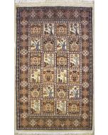 3'1x5'1 Pak Persian Area Rug with Silk & Wool Pile - Bakhtiari Panel Design | Hand-Knotted in Ivory