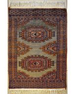 2'0x3'4 Bokhara Jaldar Area Rug with Wool Pile - Geometric Design | Hand-Knotted in Green