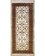 2'1x6'2 Pak Persian Area Rug with Silk & Wool Pile - Floral Design | Hand-Knotted in Ivory