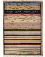 3'0x5'1 Gabbeh Area Rug with Wool Pile - Striped Design | Hand-Knotted Multicolored | 3x5