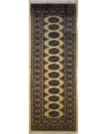2'2x7'9 Bokhara Jaldar Area Rug with Wool Pile - Special Mori Bokhara Elephant Foot Design | Hand-Knotted in Beige