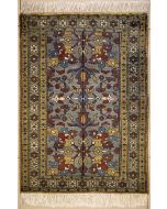 2'0x2'9 Pak Persian Area Rug with Wool Pile - Floral Design | Hand-Knotted in Grey