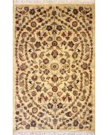 3'0x5'0 Pak Persian Area Rug with Silk & Wool Pile - Floral Design | Hand-Knotted in White