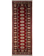 2'2x7'9 Bokhara Jaldar Area Rug with Wool Pile - Special Mori Bokhara Elephant Foot Design | Hand-Knotted in Red