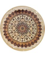 4'3x4'2 Pak Persian Area Rug with Silk & Wool Pile - Floral Design | Hand-Knotted in Ivory