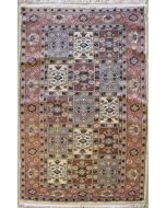 3'1x5'1 Pak Persian Area Rug with Silk & Wool Pile - Bakhtiari panel Design | Hand-Knotted in Ivory