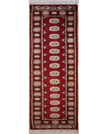 2'2x7'10 Bokhara Jaldar Area Rug with Wool Pile - Special Mori Bokhara Elephant Foot Design | Hand-Knotted in Red