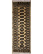 2'1x7'7 Bokhara Jaldar Area Rug with Wool Pile - Special Mori Bokhara Elephant Foot Design | Hand-Knotted in Beige
