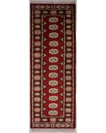 2'2x7'11 Bokhara Jaldar Area Rug with Wool Pile - Special Mori Bokhara Elephant Foot Design | Hand-Knotted in Red
