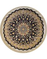 5'0x5'0 Pak Persian Area Rug with Silk & Wool Pile - Floral Design | Hand-Knotted in Blue