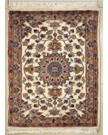 2'0x3'1 Pak Persian Area Rug with Silk & Wool Pile - Floral Design | Hand-Knotted in Ivory