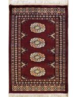 2'0x3'0 Bokhara Jaldar Area Rug with Wool Pile - Special Mori Bokhara Elephant Foot Design | Hand-Knotted in Red