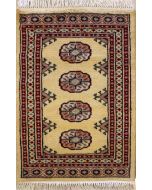2'0x3'0 Bokhara Jaldar Area Rug with Wool Pile - Special Mori Bokhara Elephant Foot Design | Hand-Knotted in White