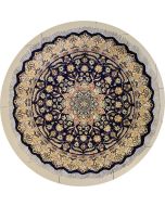4'11x5'0 Pak Persian Area Rug with Silk & Wool Pile - Floral Design | Hand-Knotted in Blue
