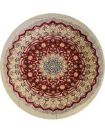 5'0x5'0 Pak Persian Area Rug with Silk & Wool Pile - Floral Design | Hand-Knotted in Red