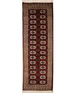 2'5x7'8 Bokhara Jaldar Area Rug with Silk & Wool Pile - Special Mori Bokhara Elephant Foot Design | Hand-Knotted in Red