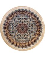 4'11x5'0 Pak Persian Area Rug with Silk & Wool Pile - Floral Design | Hand-Knotted in Greenish Blue