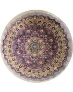 5'0x5'1 Pak Persian Area Rug with Silk & Wool Pile - Floral Design | Hand-Knotted in Purple